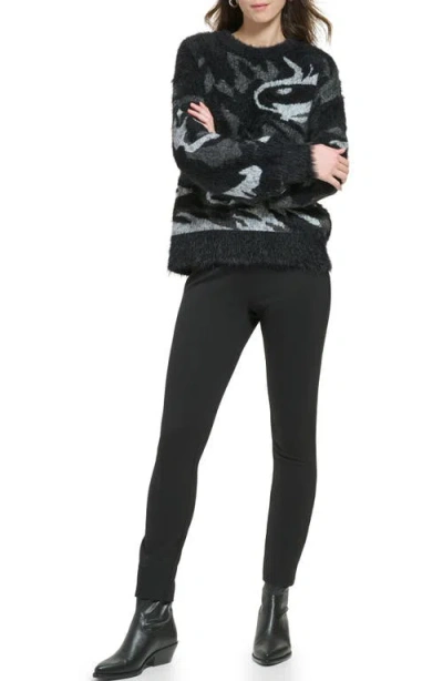 Dkny Tiger Eye Long Sleeve Sweater In Black