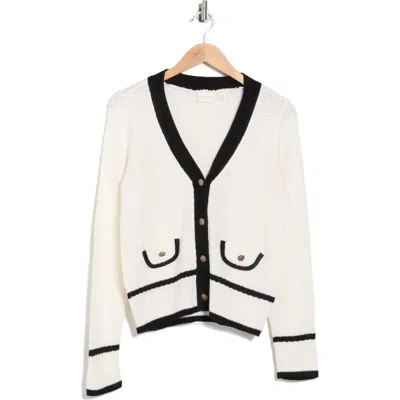 Cyrus Contrast Trim Boyfriend Cardigan In Animal Print