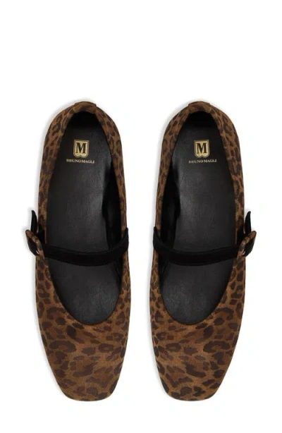 Bruno Magli Elissa Mary Jane Flat In Animal Print
