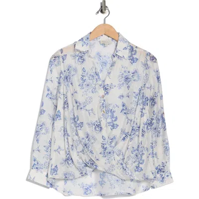 Chenault Print Woven Top In Blue