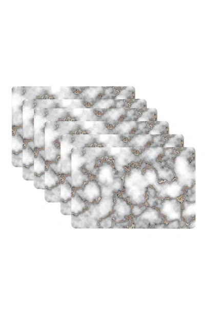 Dainty Home Marble Print Set Of 6 Placemats In Multi