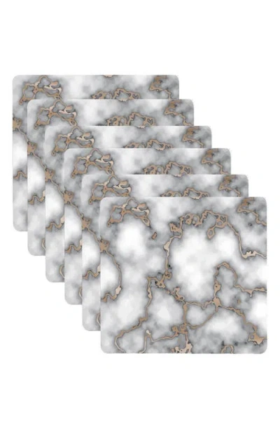Dainty Home Marble Print Set Of 6 Placemats In Multi