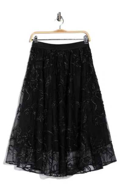 Adrianna Papell Chiffon Overlay Midi Skirt In Black