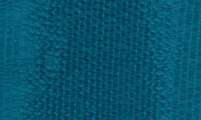 Eileen Fisher Round Neck Quilted Silk Jacket In Blue