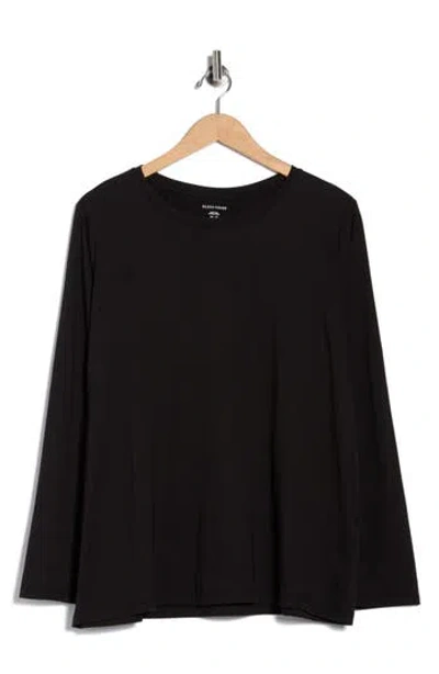 Eileen Fisher Long Sleeve Organic Cotton T-shirt In Black