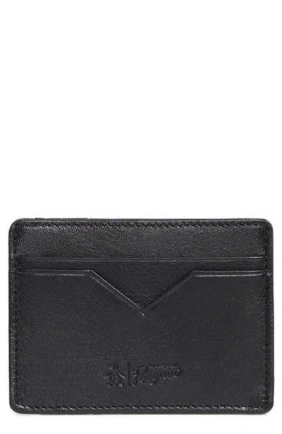 Original Penguin Embossed Logo Card Case In Black