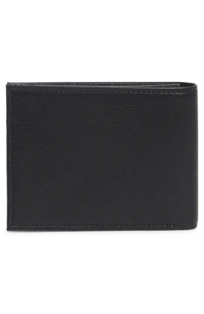 Original Penguin Embossed Logo Leather Passcase Wallet In Black