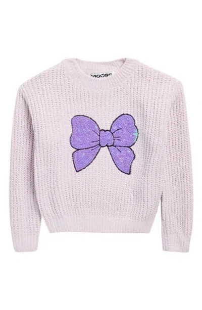 Vigoss Kids' Sequin Bow Matte Chenille Sweater In Animal Print