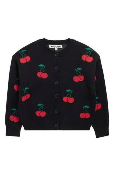 Vigoss Kids' Mossy Cherry Cardigan In Black