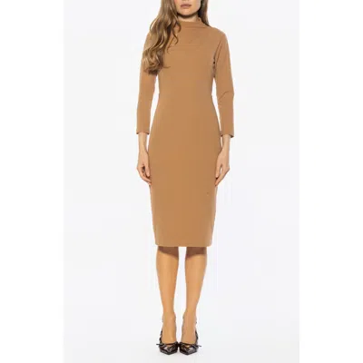 Alexia Admor Mika Long Sleeve Midi Dress In Brown
