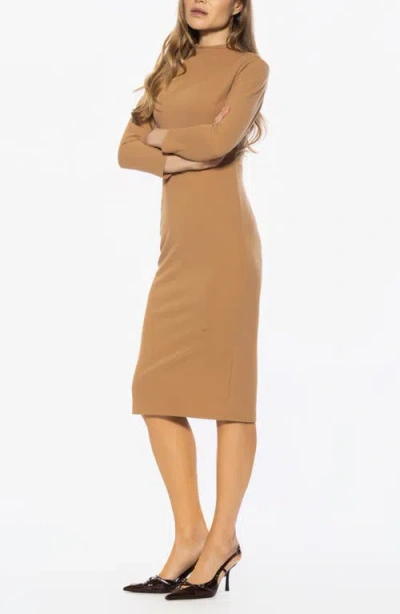 Alexia Admor Mika Long Sleeve Midi Dress In Brown