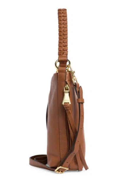 Aimee Laila Convertible Leather Shoulder Bag In Brown