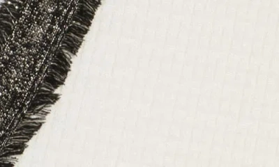 Adrianna Papell Fray Trim Waffle Knit Cardigan In White