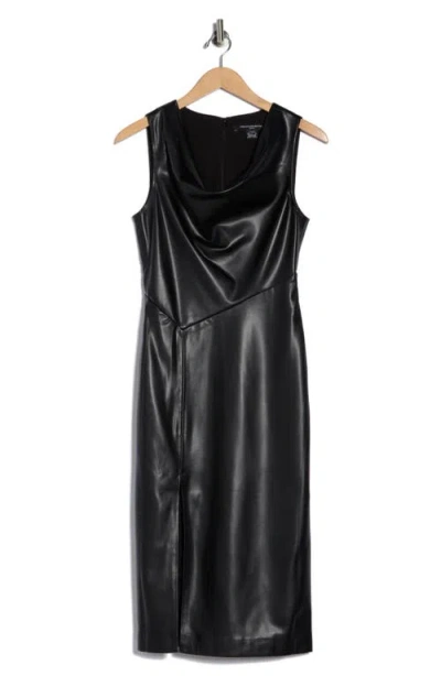 French Connection Elettra Faux Leather Sleeveless Midi Dress In Black