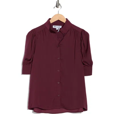 Dkny Jeans Women's Stand Collar Puff-sleeve Shirt In Brown
