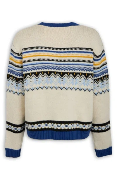 Saachi Fair Isle Tie Front Cardigan In Blue