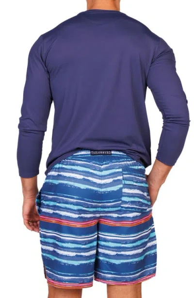 Tailorbyrd Abstract Stripe Swim Trunks In Multi