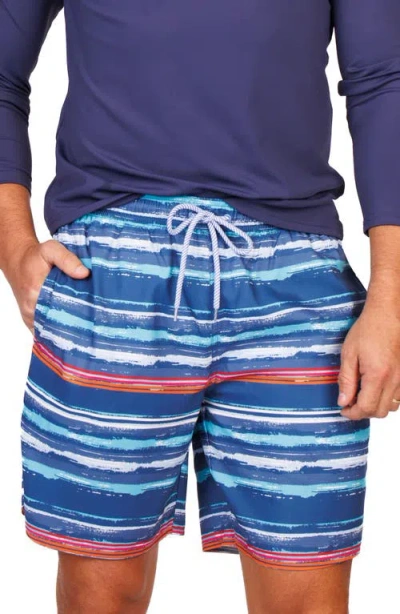 Tailorbyrd Abstract Stripe Swim Trunks In Multi