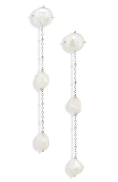 Nadri Dot Dot Dot Mixed Faux Pearl Linear Earrings In Black