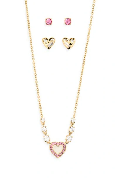 Nadri Valentine's Day Capsule 3-piece Stud Earrings & Necklace Set In Gold
