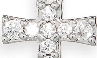 Nadri Cross & Baguette Cut Stud Earrings Set In Silver