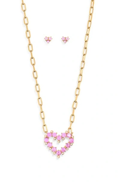 Nadri Valentine's Day Capsule Stud Earrings & Necklace Set In Gold