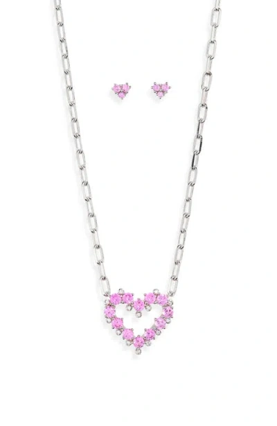 Nadri Valentine's Day Capsule Stud Earrings & Necklace Set In Silver
