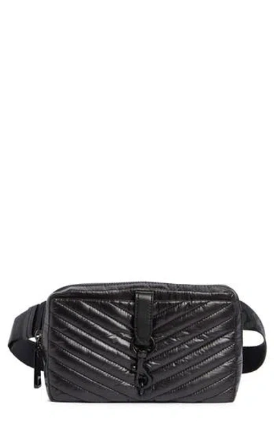 Rebecca Minkoff Edie Quilted Nylon Belt Bag In Black