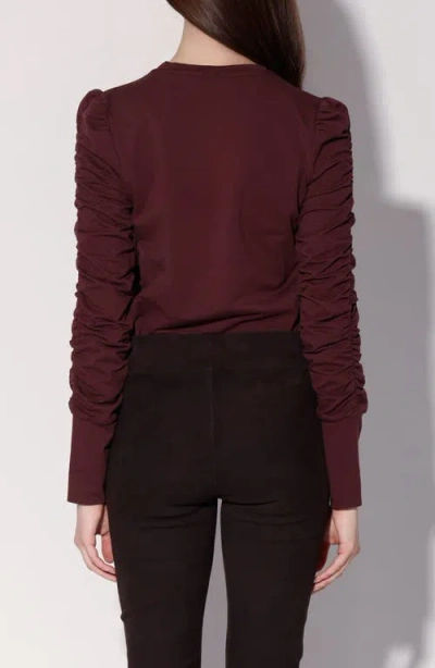 Walter Baker Dot Ruched Long Sleeve Top In Purple
