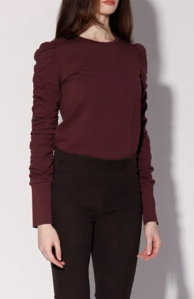 Walter Baker Dot Ruched Long Sleeve Top In Purple