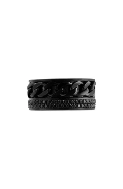 Effy Sterling Silver Pavé Black Spinel Band Ring In Black