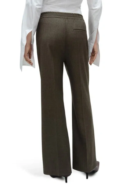 Mango High Waist Wide Leg Pants In Green