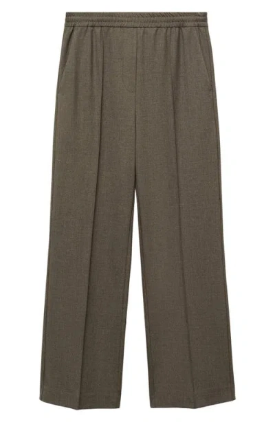 Mango High Waist Wide Leg Pants In Green