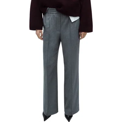 Mango High Waist Wide Leg Pants In Gray