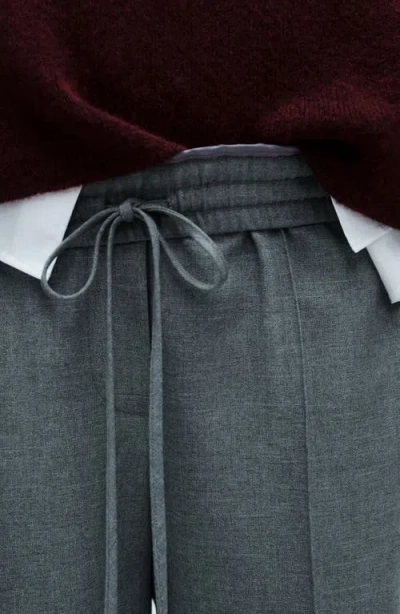 Mango High Waist Wide Leg Pants In Gray