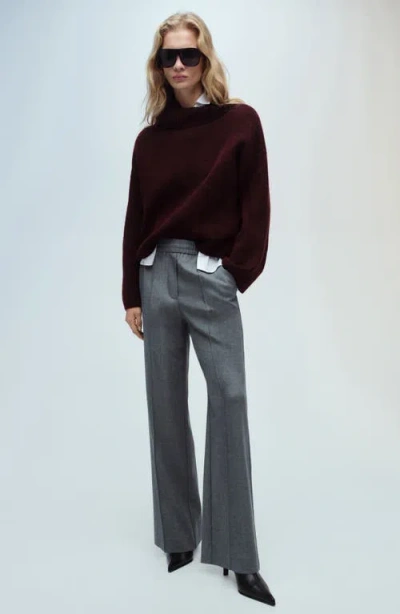 Mango High Waist Wide Leg Pants In Gray