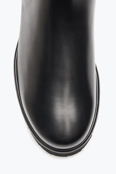 René Caovilla Cleo Chunky Sole Gold Leather Ankle Boots In Black