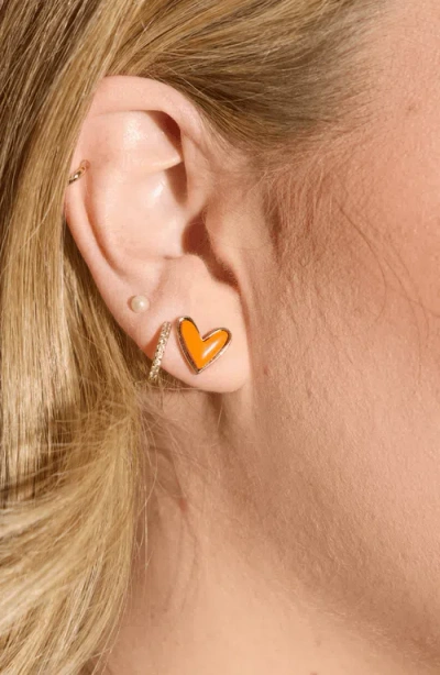 Nickel & Suede Sweetheart Stone Stud Earrings