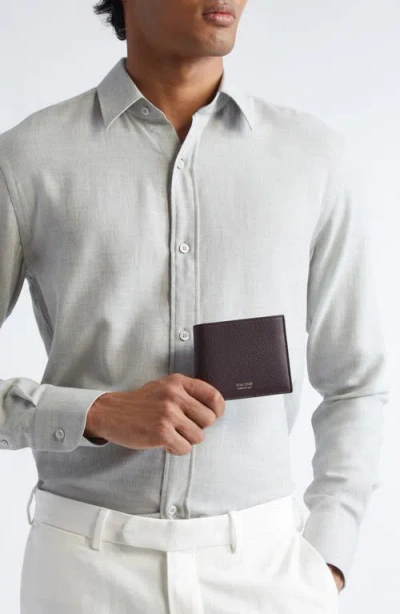 Tom Ford T-line Soft Grain Leather Bifold Wallet In Brown