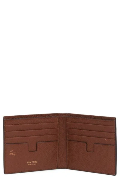 Tom Ford T-line Soft Grain Leather Bifold Wallet In Brown