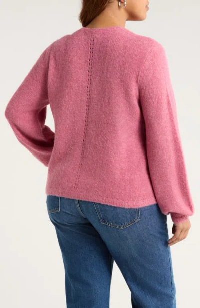 Treasure & Bond Pointelle V-neck Sweater In Pink