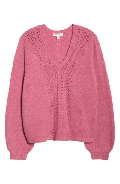 Treasure & Bond Pointelle V-neck Sweater In Pink