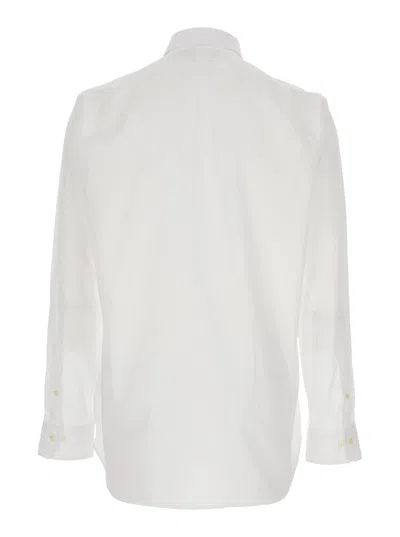 Ralph Lauren Custom Fit White Shirt With Pointed Collar And Tone On Tone Pony Embroidery On The Front In Cotton M In White