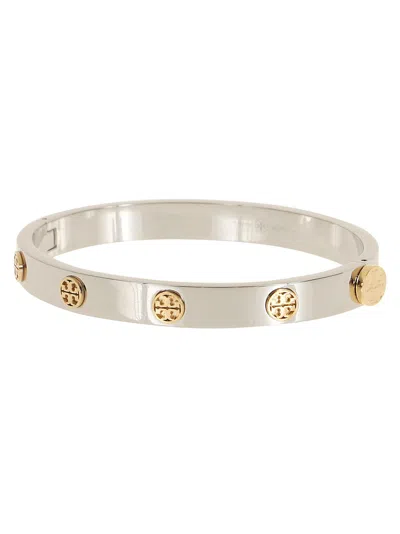 Tory Burch Miller Stud Hinge Bracelet In Gray