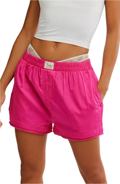 Free People Day To Day Boxer Shorts In Purple