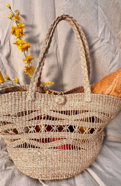 Kubo Mira Woven Abaca Market Bag In Neutral