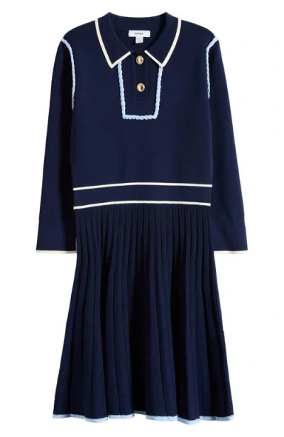 Reiss Kids' Freya Piped Sweater Dress In Blue