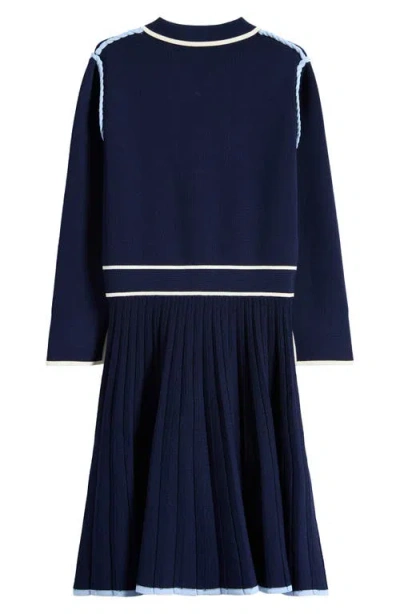 Reiss Kids' Freya Piped Sweater Dress In Blue