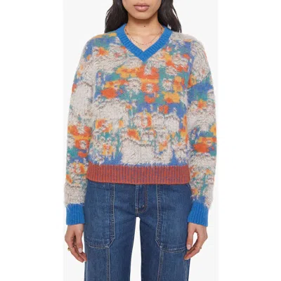 Mother The Crop Varsity Jumper Fixer Upper Shirt In Red