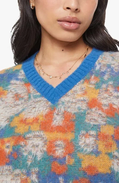 Mother The Crop Varsity Jumper Fixer Upper Shirt In Red